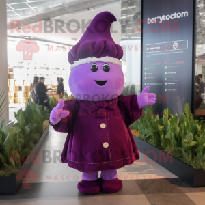 Purple Beet mascot costume character dressed with a A-Line Dress and Berets