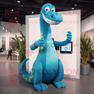 Cyan Brachiosaurus mascotte...