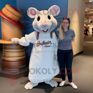 White Ratatouille mascot costume character dressed with a Boyfriend Jeans and Headbands