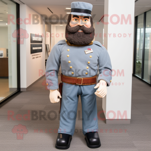 Gray Civil War Soldier mascot costume character dressed with a T-Shirt and Belts