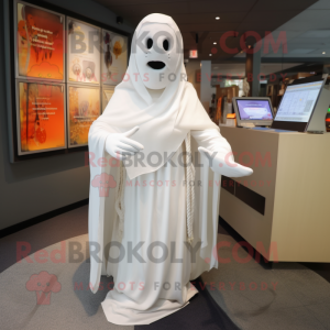 White Graveyard mascot costume character dressed with a Trousers and Shawls