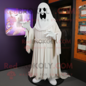 White Graveyard mascot costume character dressed with a Trousers and Shawls