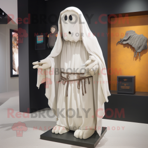White Graveyard mascot costume character dressed with a Trousers and Shawls