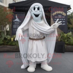 White Graveyard mascot costume character dressed with a Trousers and Shawls