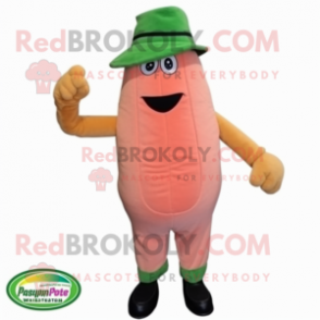 Peach Asparagus mascot costume character dressed with a Corduroy Pants and Hats