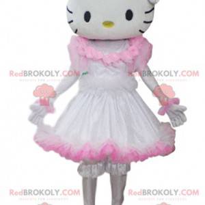 Mascotte de Hello Kitty avec une robe blanche et rose -