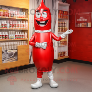 Silver Bottle Of Ketchup mascot costume character dressed with a Leggings and Clutch bags