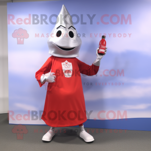 Silver Bottle Of Ketchup mascot costume character dressed with a Leggings and Clutch bags