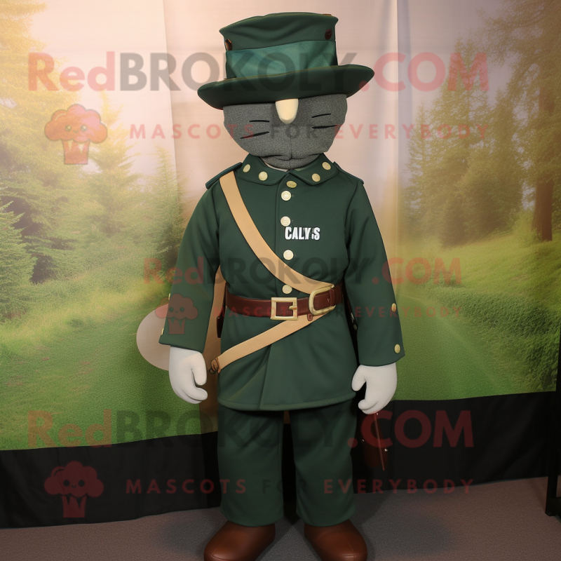 Forest Green Civil War Soldier mascot costume character dressed with a Jacket and Pocket squares