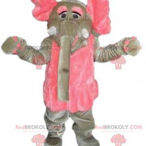 Grå och rosa elefantmaskot. Elefantdräkt - Redbrokoly.com