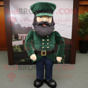 Forest Green Civil War Soldier mascot costume character dressed with a Jacket and Pocket squares