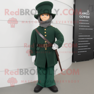 Forest Green Civil War Soldier mascot costume character dressed with a Jacket and Pocket squares