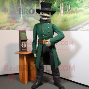 Forest Green Civil War Soldier mascot costume character dressed with a Jacket and Pocket squares