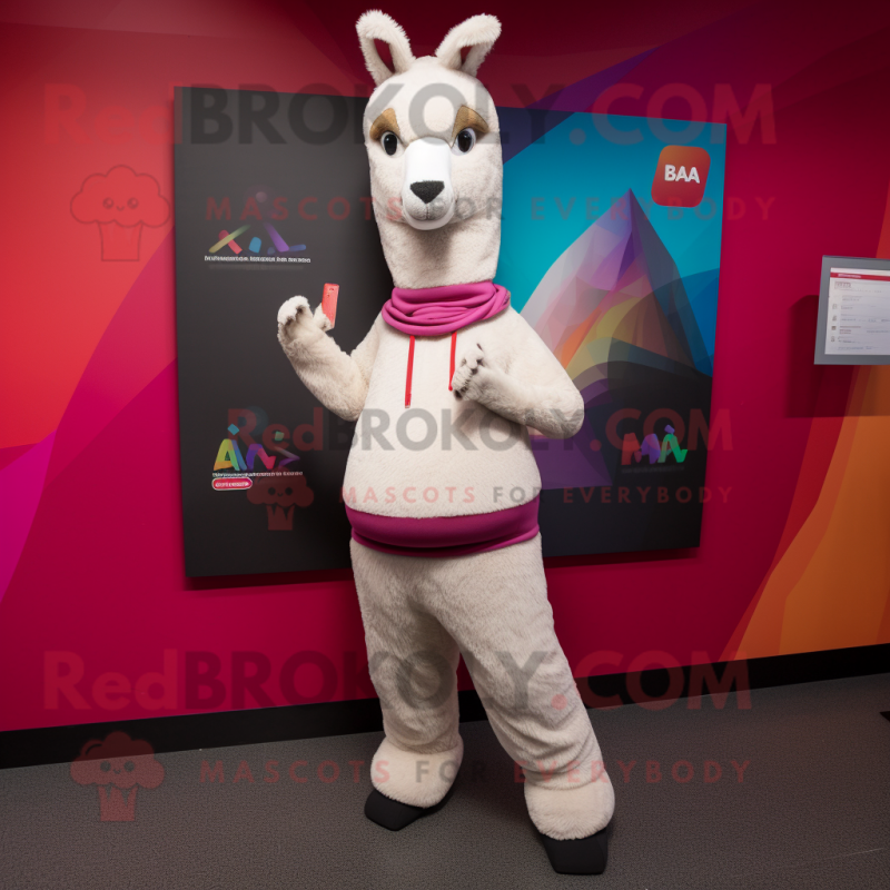 nan Llama mascot costume character dressed with a Yoga Pants and Mittens nan Llama mascot costume character dressed with a Yoga Pants and Mittens