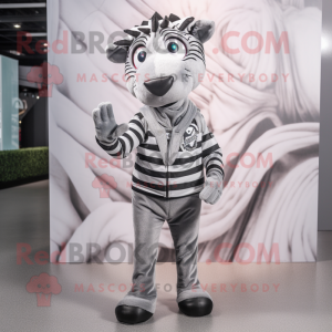 Silver Zebra maskot kostym...