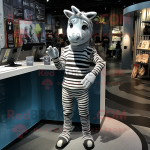 Sølv Zebra maskot kostume...