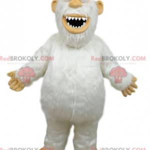 Maskot bílý Yeti s velkými zuby - Redbrokoly.com