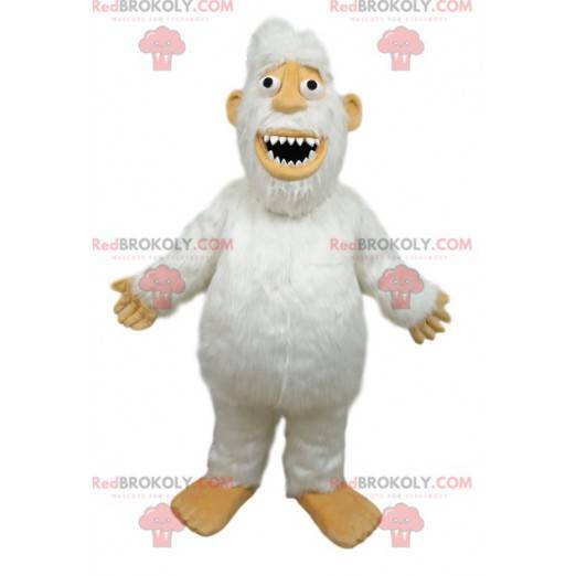 Mascotte witte Yeti met grote tanden - Redbrokoly.com