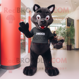 Black Dingo mascot costume character dressed with a Trousers and Foot pads