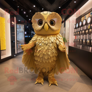 Gold Owl maskot kostume...