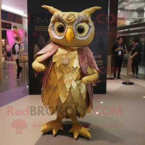 Gold Owl maskot kostume...