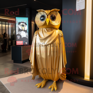 Gold Owl maskot kostume...