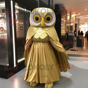 Gold Owl maskot kostume...