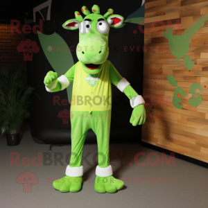 Lime Green Giraffe mascotte...