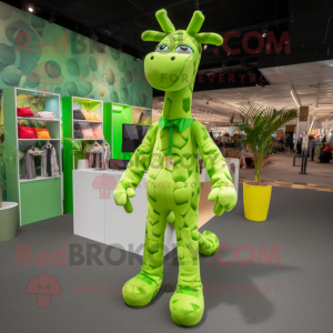 Lime Green Giraffe mascotte...