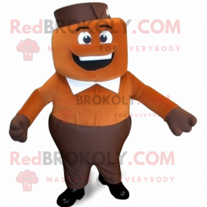 Rust Steak mascot costume character dressed with a Suit Pants and Beanies