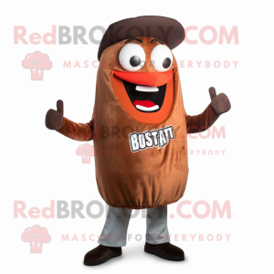 Rust Steak mascot costume character dressed with a Suit Pants and Beanies