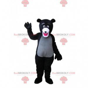 Mascotte d'ours noir et gris très enthousiaste - Redbrokoly.com