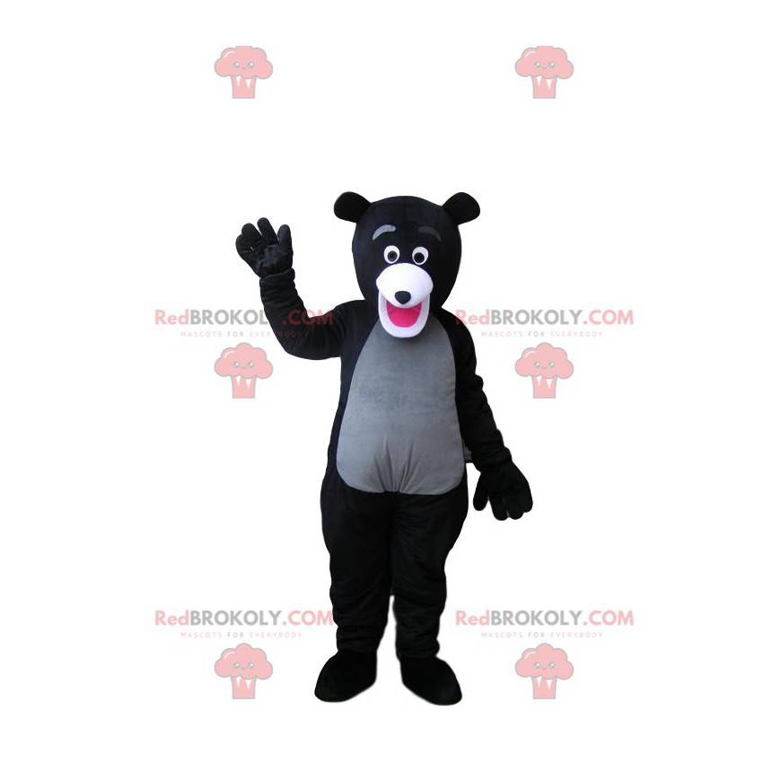 Mycket entusiastisk svart och grå björnmaskot - Redbrokoly.com Mycket entusiastisk svart och grå björnmaskot - Redbrokoly.com