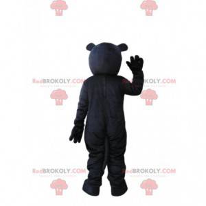 Mascotte d'ours noir et gris très enthousiaste - Redbrokoly.com