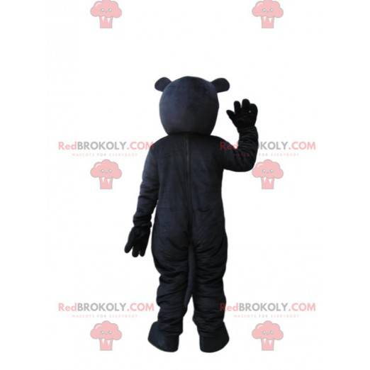 Mascotte orso nero e grigio molto entusiasta - Redbrokoly.com