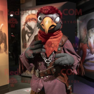 Maroon Crow maskot kostume...