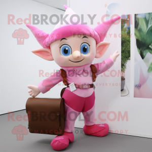 Pink Elf maskot kostume...