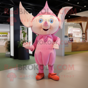 Pink Elf maskot kostume...