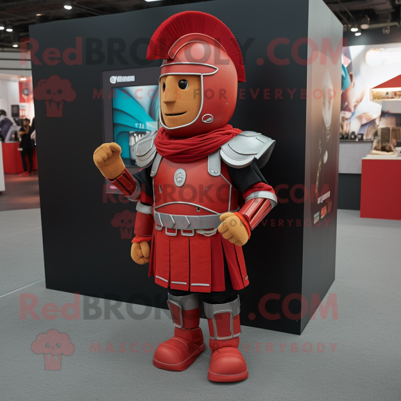 Red Roman Soldier mascot costume character dressed with a Suit Pants and Keychains