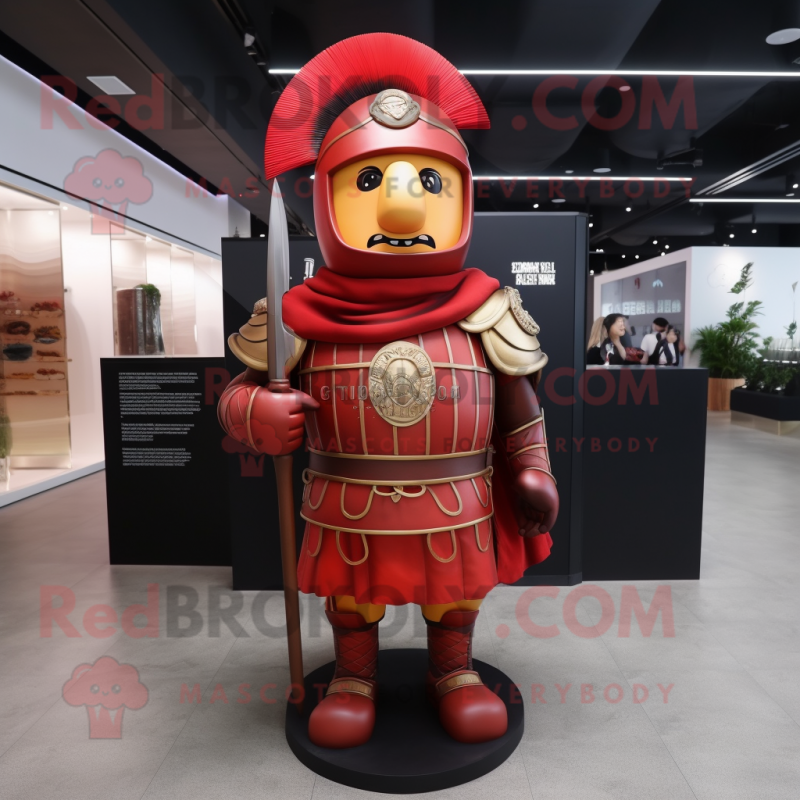 Red Roman Soldier mascot costume character dressed with a Suit Pants and Keychains