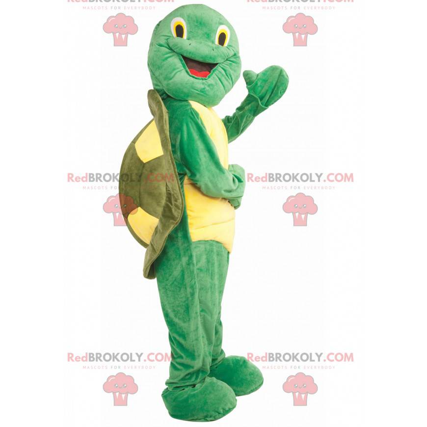 Franklin mascotte groene en gele schildpad - Redbrokoly.com