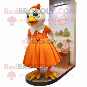 Peach Quail mascot costume character dressed with a A-Line Skirt and Shoe laces