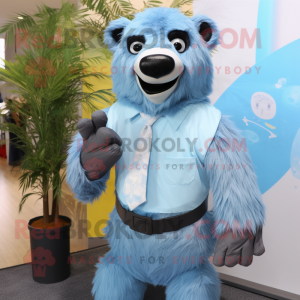 Sky Blue Sloth Bear maskot...