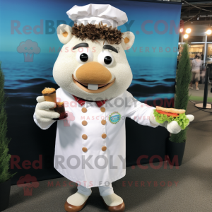 White Pulled Pork Sandwich mascot costume character dressed with a Dress Shirt and Bracelets