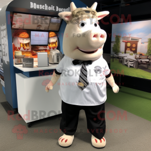 White Pulled Pork Sandwich mascot costume character dressed with a Dress Shirt and Bracelets