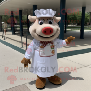 White Pulled Pork Sandwich mascot costume character dressed with a Dress Shirt and Bracelets