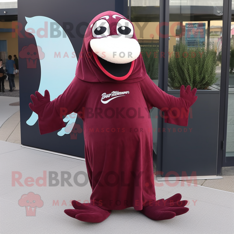 Maroon Barracuda mascot costume character dressed with a Evening Gown and Tote bags