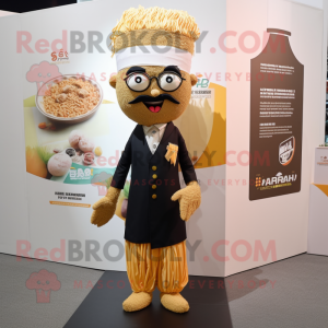 nan Biryani mascot costume character dressed with a Suit and Hairpins