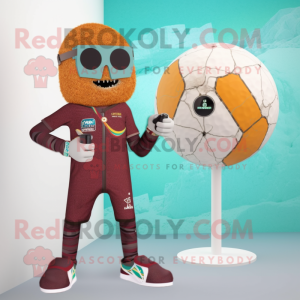 Rust Falafel mascot costume character dressed with a One-Piece Swimsuit and Digital watches