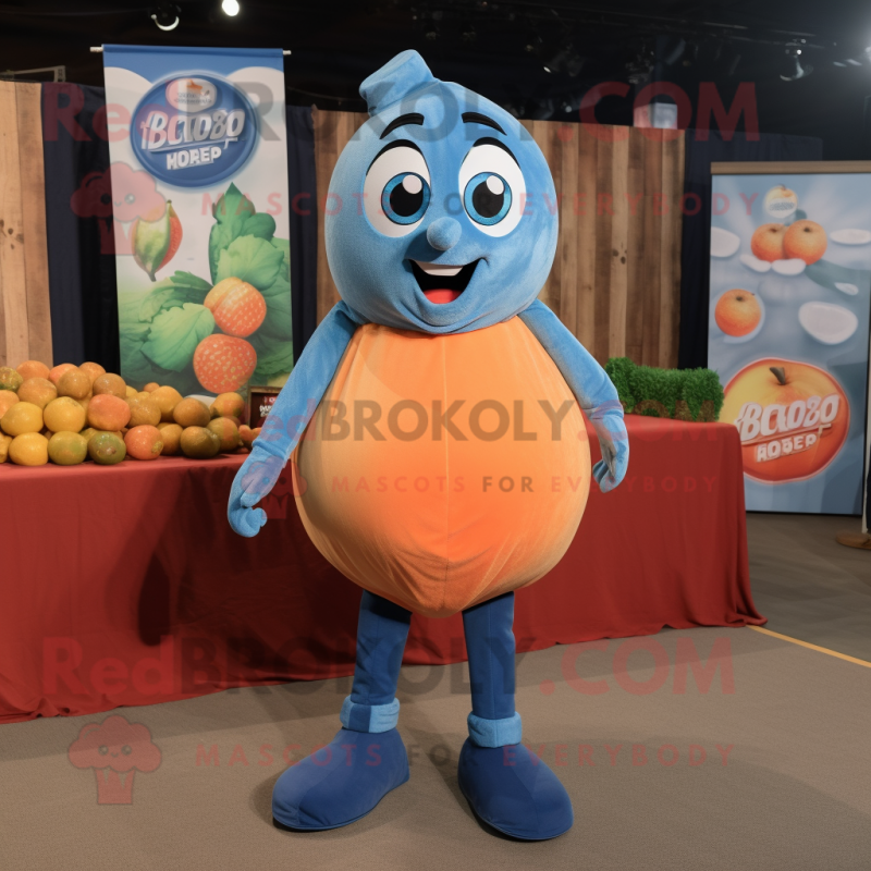 Peach Meatballs mascot costume character dressed with a Denim Shirt and Anklets Peach Meatballs mascot costume character dressed with a Denim Shirt and Anklets